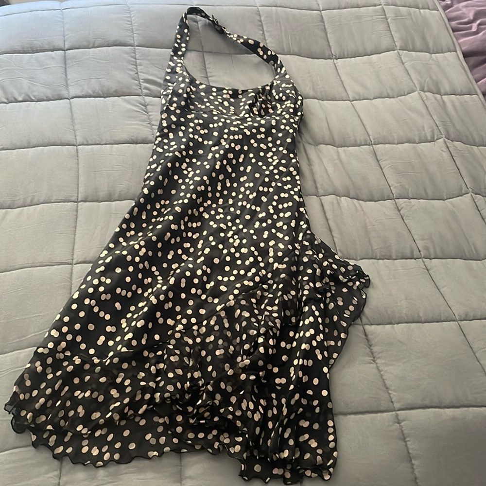 Vintage Elizabeth Wayman, 100% silk polka dot halter dress